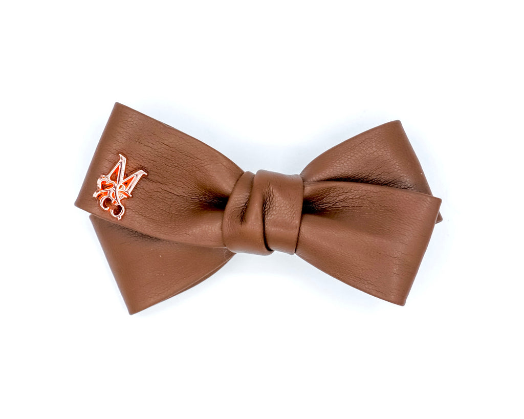 Leather Twist Bow: Cocoa Bean